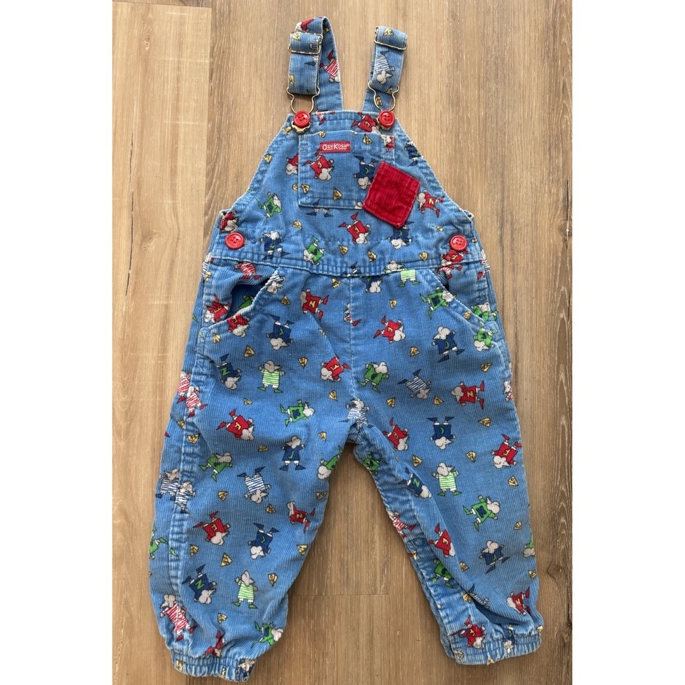 Oshkosh B'gosh Vestback Vintage Corduroy Overalls 18 Months Mouse